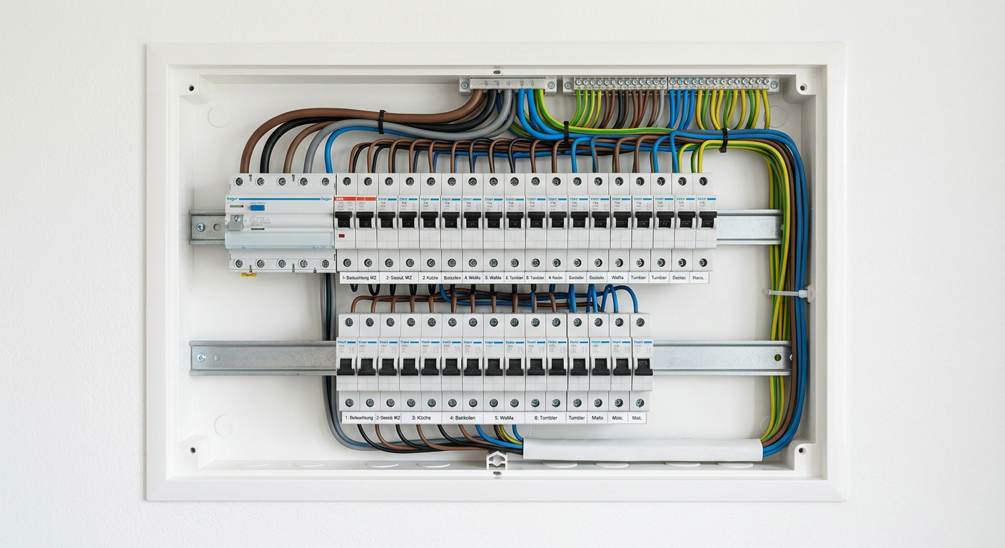 Tableau électrique rénové avec disjoncteurs modernes